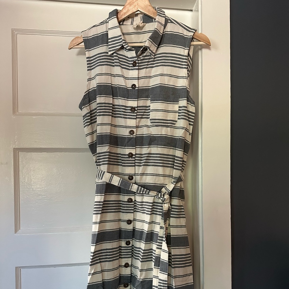 Mata Traders Blue and White Striped Layla Mini Dress